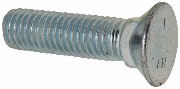 Value Collection - 1/2-13 UNC, 2" OAL, Steel Plow Bolt - Zinc-Plated Finish, Grade 5 - Apex Tool & Supply
