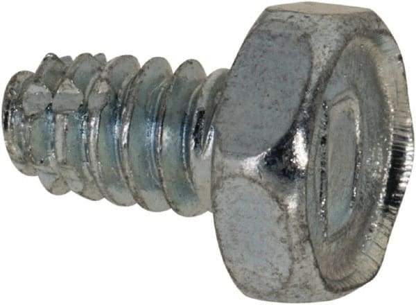 Value Collection - #6-32 UNC Thread, 1/4" Length Under Head, Hex Drive Steel Thread Cutting Screw - Hex Head, Grade 2, Point Type F, Zinc-Plated Finish - Apex Tool & Supply