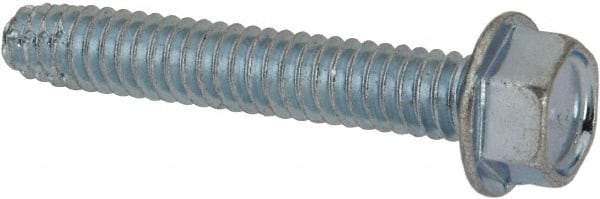Value Collection - 1/4-20 UNC Thread, 1-1/2" Length Under Head, Hex Drive Steel Thread Cutting Screw - Hex Head, Grade 2, Point Type F, Zinc-Plated Finish - Apex Tool & Supply