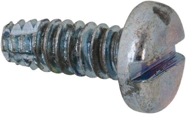 Value Collection - #4-40 UNC Thread, 5/16" Length Under Head, Slotted Drive Steel Thread Cutting Screw - Pan Head, Grade 2, Point Type F, Zinc-Plated Finish - Apex Tool & Supply