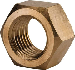 Value Collection - 1-1/4 - 7 UNC Brass Right Hand Hex Nut - 1-7/8" Across Flats, 1-1/16" High, Brass Finish - Apex Tool & Supply