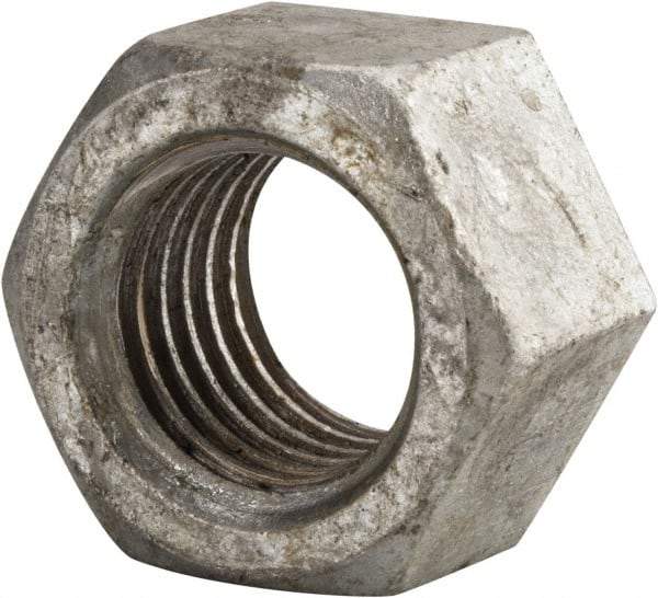 Value Collection - 1-3/8 - 6 UNC Steel Right Hand Hex Nut - 2-1/16" Across Flats, 1-11/64" High, Hot Dipped Galvanized Finish - Apex Tool & Supply