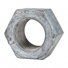 Value Collection - 1-1/2 - 6 UNC Steel Right Hand Hex Nut - 2-1/4" Across Flats, 1-9/32" High, Hot Dipped Galvanized Finish - Apex Tool & Supply