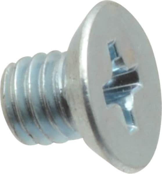 Value Collection - #10-32 UNF, 1/4" OAL Phillips Drive Machine Screw - Flat Head, Grade 2 Steel, Zinc-Plated Finish, Without Washer - Apex Tool & Supply
