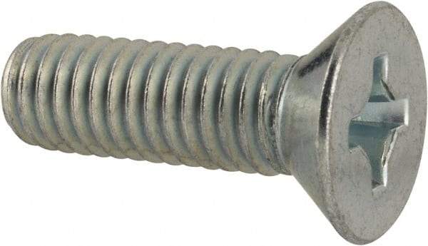 Value Collection - 3/8-16 UNC, 1-1/4" OAL Phillips Drive Machine Screw - Flat Head, Grade 2 Steel, Zinc-Plated Finish, Without Washer - Apex Tool & Supply