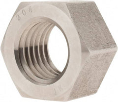 Value Collection - 1-1/8 - 7 UNC Stainless Steel Right Hand Hex Nut - 1-11/16" Across Flats, 31/32" High, Uncoated - Apex Tool & Supply