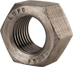 Value Collection - 1-1/2 - 6 UNC Stainless Steel Right Hand Hex Nut - 2-1/4" Across Flats, 1-9/32" High, Uncoated - Apex Tool & Supply