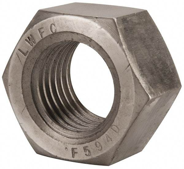 Value Collection - 1-3/4 - 5 UNC Stainless Steel Right Hand Hex Nut - 2-5/8" Across Flats, 1-1/2" High, Uncoated - Apex Tool & Supply