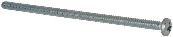 Value Collection - #6-32 UNC, 3" Length Under Head Phillips Drive Machine Screw - Pan Head, Grade 2 Steel, Zinc-Plated Finish, Without Washer - Apex Tool & Supply