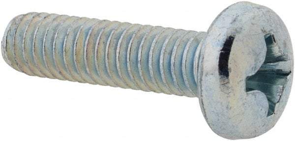 Value Collection - #12-24 UNC, 7/8" Length Under Head Phillips Drive Machine Screw - Pan Head, Grade 2 Steel, Zinc-Plated Finish, Without Washer - Apex Tool & Supply