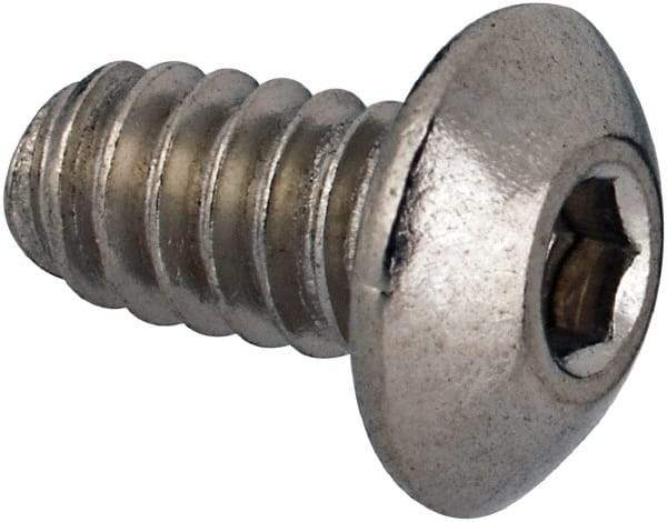 Value Collection - #6-32 UNC Hex Socket Drive, Button Screw - Grade 316 Stainless Steel, Uncoated, 1/4" Length Under Head - Apex Tool & Supply
