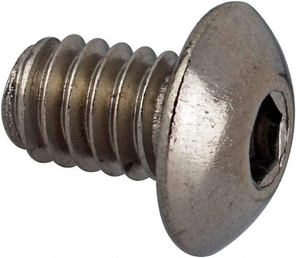 Value Collection - #8-32 UNC Hex Socket Drive, Button Screw - Grade 316 Stainless Steel, Uncoated, 1/4" Length Under Head - Apex Tool & Supply