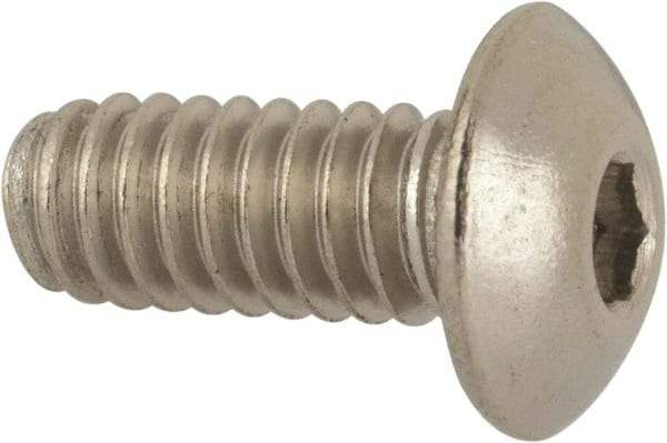 Value Collection - #8-32 UNC Hex Socket Drive, Button Screw - Grade 316 Stainless Steel, Uncoated, 3/8" Length Under Head - Apex Tool & Supply