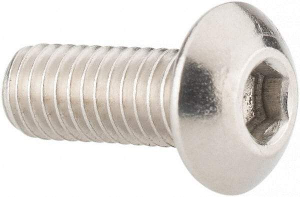Value Collection - #10-32 UNF Hex Socket Drive, Button Screw - Grade 316 Stainless Steel, Uncoated, 1/2" Length Under Head - Apex Tool & Supply