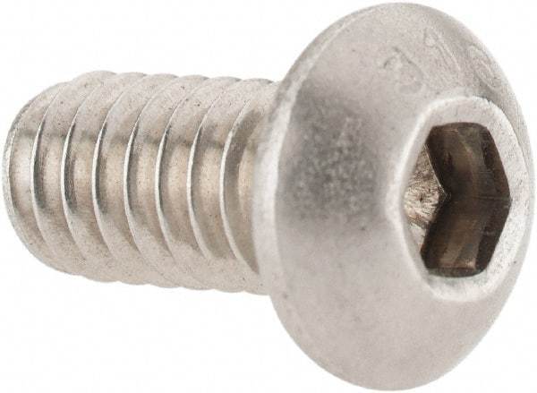 Value Collection - 1/4-20 UNC Hex Socket Drive, Button Screw - Grade 316 Stainless Steel, Uncoated, 1/2" Length Under Head - Apex Tool & Supply