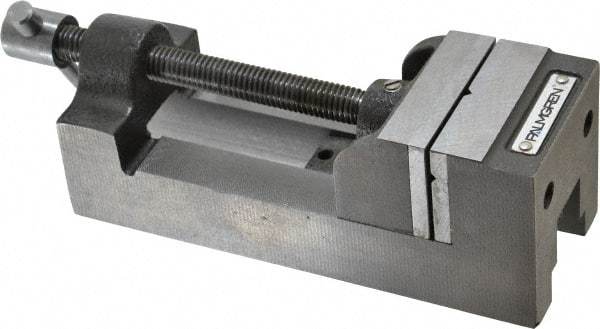 Palmgren - 2-1/2" Jaw Opening Capacity x 1-1/2" Throat Depth, Horizontal Drill Press Vise - 2-7/16" Wide Jaw, Stationary Base, Standard Speed, 7-1/4" OAL x 2-9/16" Overall Height, Cast Iron - Apex Tool & Supply