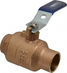 NIBCO - 1" Pipe, Full Port, Bronze Standard Ball Valve - 2 Piece, Inline - One Way Flow, Soldered x Soldered Ends, Lever Handle, 600 WOG, 150 WSP - Apex Tool & Supply