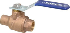 NIBCO - 1/2" Pipe, Full Port, Bronze Standard Ball Valve - 2 Piece, Inline - One Way Flow, Soldered x Soldered Ends, Lever Handle, 600 WOG, 150 WSP - Apex Tool & Supply