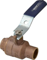NIBCO - 3/4" Pipe, Full Port, Bronze Standard Ball Valve - 2 Piece, Inline - One Way Flow, Soldered x Soldered Ends, Lever Handle, 600 WOG, 150 WSP - Apex Tool & Supply