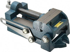 Interstate - 3-5/16" Jaw Opening Capacity x 1-1/4" Throat Depth, Angle Drill Press Vise - 3-1/2" Wide x 1.35" High Jaw, Stationary Base, Standard Speed, 9.13" OAL x 3.23" Overall Height, Cast Iron - Apex Tool & Supply