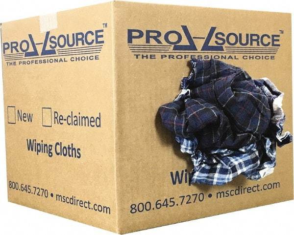 PRO-SOURCE - Reclaimed Cotton Polishing and Dust Cloths - Assorted Colors, Flannel, Low Lint, 10 Lbs. at 3 to 4 per Pound, Box - Apex Tool & Supply