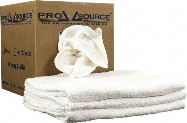 PRO-SOURCE - 40 Inch Long Virgin Terry Cotton Towels - White, Terry Cloth, Medium Lint, Box - Apex Tool & Supply