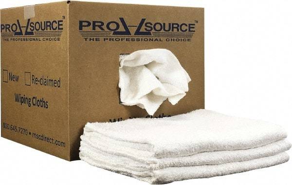 PRO-SOURCE - 40 Inch Long Virgin Terry Cotton Towels - White, Terry Cloth, Low Lint, Box - Apex Tool & Supply