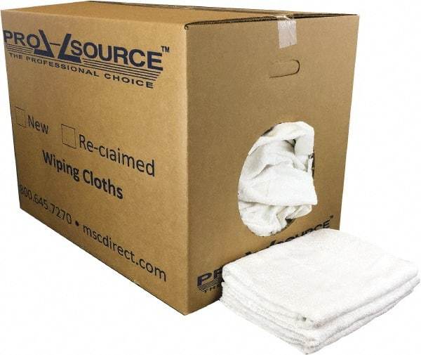 PRO-SOURCE - 40 Inch Long Virgin Terry Cotton Towels - White, Terry Cloth, Medium Lint, Box - Apex Tool & Supply
