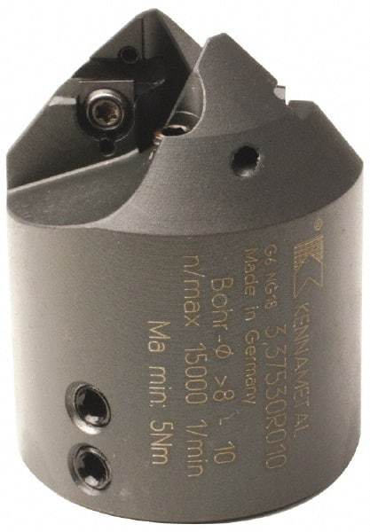 Kennametal - 4 to 6mm Diam, Hydraulic Chuck, 25.7mm Body Shank Diam, 45° Combo Chamfer and Countersink Drill - 6mm Drill Shank Diam, 3.42805R001 Insert, 49.5mm OAL - Apex Tool & Supply