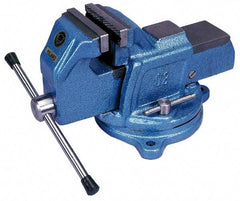 Interstate - 5" Jaw Width, 4-1/2" Opening Capacity, 2-5/8" Throat Depth, Cast Iron Swivel Bench Vise - Bolt Down Base Attachment, 6.81" High - Apex Tool & Supply