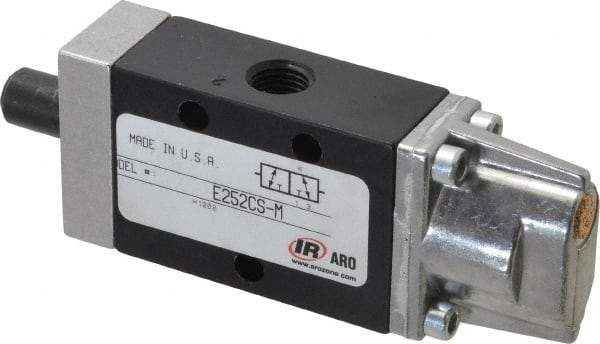 ARO/Ingersoll-Rand - 3 Way Valve For Air Equipment - 1/4 NPT Inlet, 1/4 NPT Outlet, Cam Stem/Spring Actuator, 0.7 CV Rate - Apex Tool & Supply