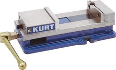 Kurt - 10" Jaw Width, 9-3/4" Jaw Opening Capacity, Horizontal Stationary Machine Vise - Manual Operation, 26,277 Lb Capacity, 1 Station, 29.19" Long x 6-13/16" High x 2-15/16" Deep, 2-1/2" Jaw Height, 80,000 psi Max Clamp Force, Ductile Iron - Apex Tool & Supply