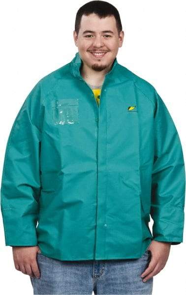 OnGuard - Size 2XL, Green, Chemical, Rain, Flame Resistant/Retardant Jacket - 62" Chest, 1 Pocket - Apex Tool & Supply