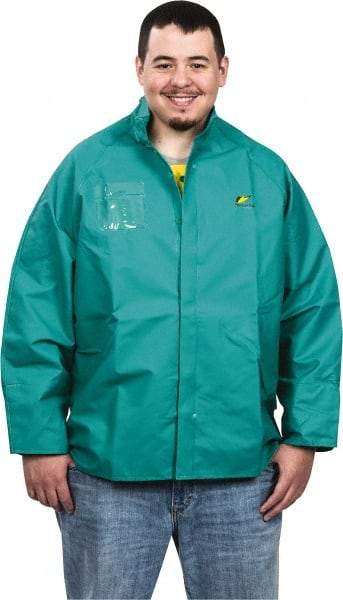 OnGuard - Size 4XL, Green, Chemical, Rain, Flame Resistant/Retardant Jacket - 70" Chest, 1 Pocket - Apex Tool & Supply