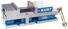 Kurt - 6" Jaw Width, 4" Jaw Opening Capacity, Horizontal Stationary Machine Vise - Reverse Manual Operation, 6,356 Lb Capacity, 1 Station, 14.88" Long x 4.6720" High x 1-31/64" Deep, 1.735" Jaw Height, 80 Lb Max Clamp Force - Apex Tool & Supply