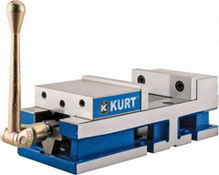 Kurt - 6" Jaw Width, 6" Jaw Opening Capacity, Horizontal Stationary Machine Vise - Manual Operation, 6,356 Lb Capacity, 1 Station, 17" Long x 4.6720" High x 1-31/64" Deep, 1.735" Jaw Height, 80 Lb Max Clamp Force - Apex Tool & Supply