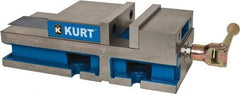 Kurt - 6" Jaw Width, 6" Jaw Opening Capacity, Horizontal Stationary Machine Vise - Reverse Manual Operation, 6,356 Lb Capacity, 1 Station, 17" Long x 4.6720" High x 1-31/64" Deep, 1.735" Jaw Height, 80 Lb Max Clamp Force - Apex Tool & Supply
