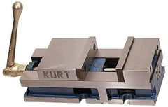 Kurt - 6" Jaw Width, 6" Jaw Opening Capacity, Horizontal Stationary Machine Vise - Air Operation, 5,000 Lb Capacity, 1 Station, 17" Long x 4.6720" High x 1-31/64" Deep, 1.735" Jaw Height, 100 psi Max Clamp Force - Apex Tool & Supply