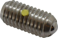 Vlier - 1/2-13, 0.281" Ball Diam, 1.05" Body Length, 0.072" Max Ball Reach, Threaded Ball Plunger - Stainless Steel Body, Stainless Steel Ball, 6 Lb Initial End Force, 12 Lb Final End Force, Locking Element - Apex Tool & Supply