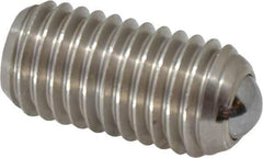 Vlier - 5/8-11, 0.375" Ball Diam, 1.25" Body Length, 0.096" Max Ball Reach, Threaded Ball Plunger - Stainless Steel Body, Stainless Steel Ball, 9 Lb Initial End Force, 18 Lb Final End Force, Locking Element - Apex Tool & Supply