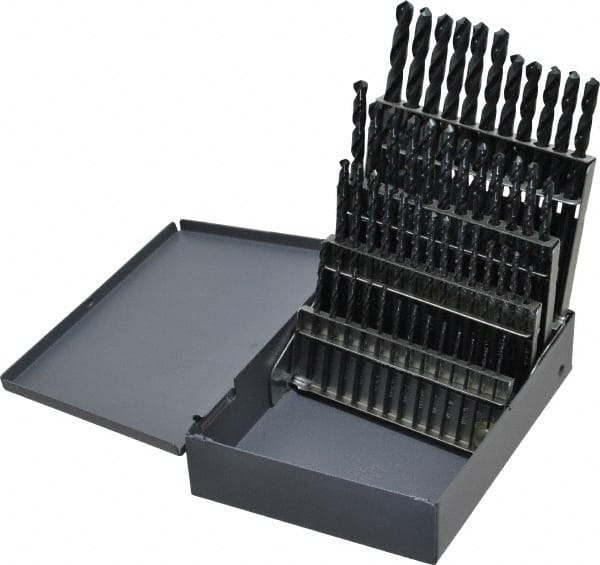 Cleveland - 1 to 5.9mm, 118° Point, Oxide Finish, High Speed Steel Jobber Length Drill Bit Set - Apex Tool & Supply