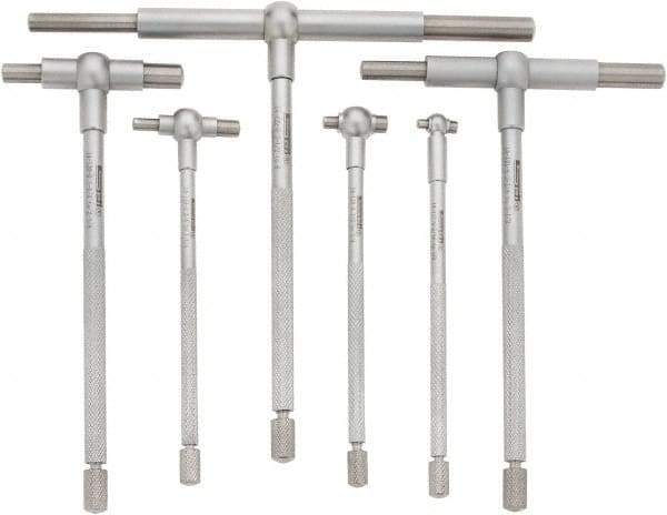 SPI - 6 Piece, 5/16 to 6 Inch, Hardened Tool Steel, Satin Chrome Finish, Telescoping Gage Set - Includes Vinyl Pouch - Apex Tool & Supply