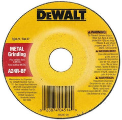 DeWALT - 24 Grit, 7" Wheel Diam, 1/8" Wheel Thickness, Type 27 Depressed Center Wheel - Zirconia Alumina, R Hardness, 8,700 Max RPM, Compatible with Angle Grinder - Apex Tool & Supply
