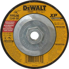 DeWALT - 24 Grit, 4-1/2" Wheel Diam, 1/8" Wheel Thickness, Type 27 Depressed Center Wheel - Zirconia Alumina, R Hardness, 13,300 Max RPM, Compatible with Angle Grinder - Apex Tool & Supply