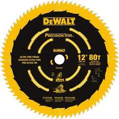 DeWALT - 12" Diam, 1" Arbor Hole Diam, 80 Tooth Wet & Dry Cut Saw Blade - Carbide-Tipped, Finishing Action, Standard Round Arbor - Apex Tool & Supply