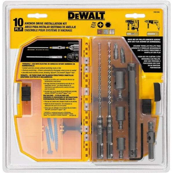 DeWALT - 10 Piece Carbide Tipped Masonry Anchor Installation Kit - For Use with SDS Rotary Hammers - Apex Tool & Supply