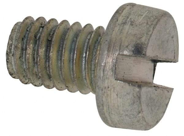 Value Collection - M4x0.70, 6mm Length Under Head Slotted Drive Machine Screw - Cheese Head, Grade 4.8 Steel, Zinc-Plated Finish, Without Washer - Apex Tool & Supply