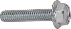 Value Collection - 5/16-18 UNC, 1-1/2" Length Under Head, Hex Drive Flange Bolt - 1-1/2" Thread Length, Grade 2 Steel, Serrated Flange, Zinc-Plated Finish - Apex Tool & Supply