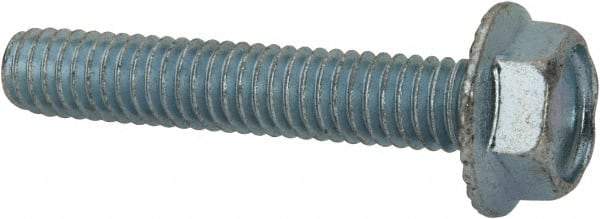 Value Collection - 5/16-18 UNC, 1-3/4" Length Under Head, Hex Drive Flange Bolt - 1-3/4" Thread Length, Grade 2 Steel, Serrated Flange, Zinc-Plated Finish - Apex Tool & Supply