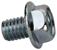 Value Collection - 3/8-16 UNC, 1/2" Length Under Head, Hex Drive Flange Bolt - 1/2" Thread Length, Grade 2 Steel, Serrated Flange, Zinc-Plated Finish - Apex Tool & Supply